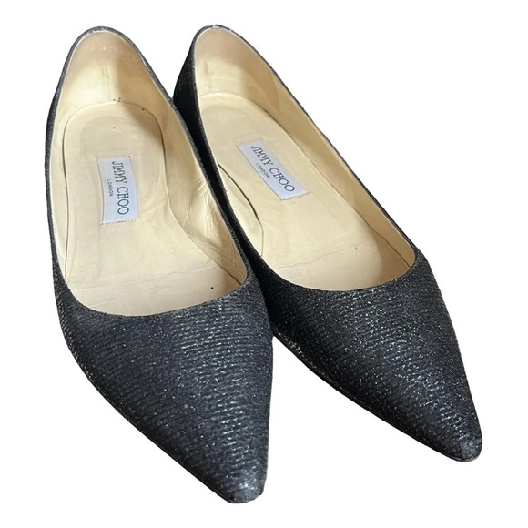 VGC Jimmy Choo Black Women's Sparkly Flats. Size 38 - Picture 1 of 5
